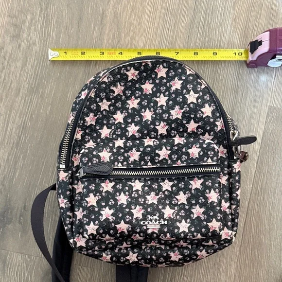 Coach Black and Pink Star Pattern Backpack - Picture 4 of 6